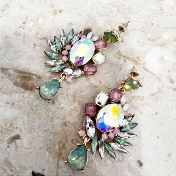 Dynasty Aurora Borealis Crystal Cluster Earrings - Picture 5 of 10